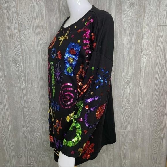 Vintage cotton cedars sequin crossing guard teacher school long sleeve shirt lg - Picture 8 of 9